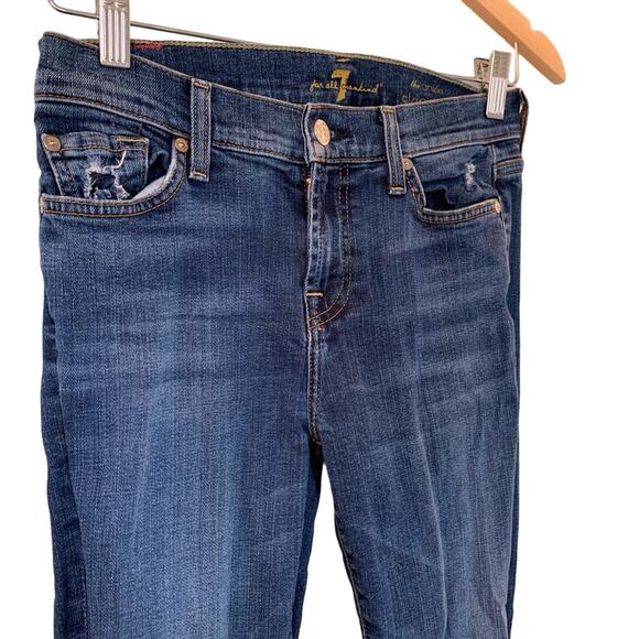 7 For All Mankind “The Skinny” High-Rise Dark Wash Ankle Jeans SZ 24 - Picture 3 of 4